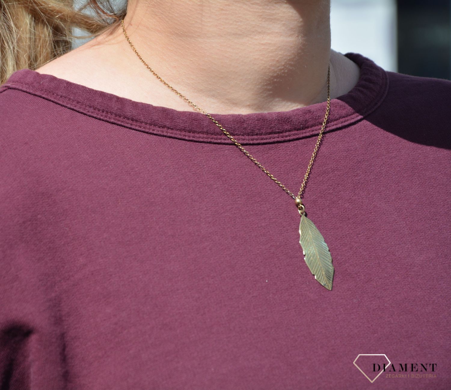 Naszyjnik srebrny pozłacany liść Dall'Aqcua C BF 13541 070..jpg